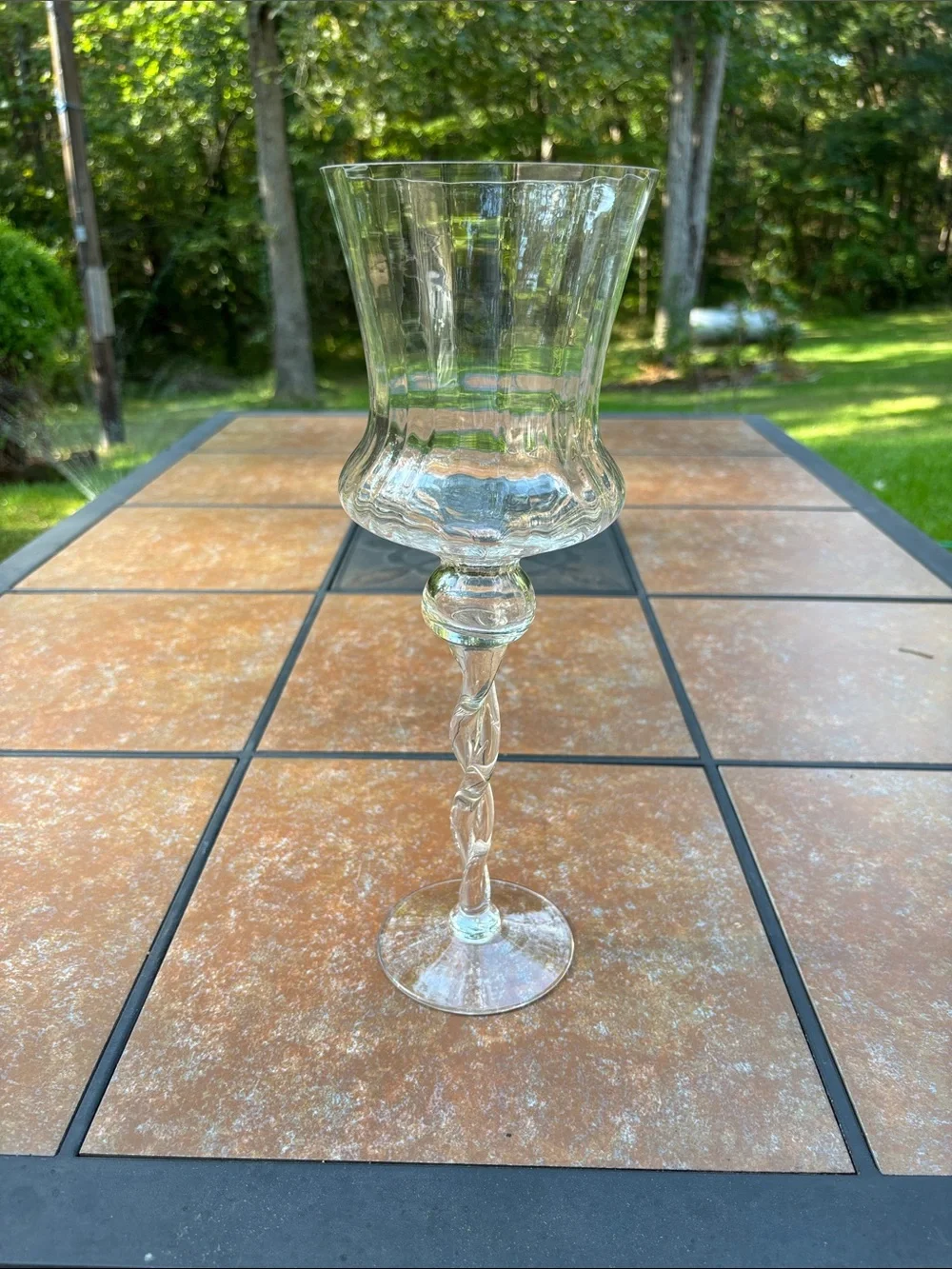 Stemmed Clear Crystal Hurricane Candle Holder/Vase 14 Inches Tall